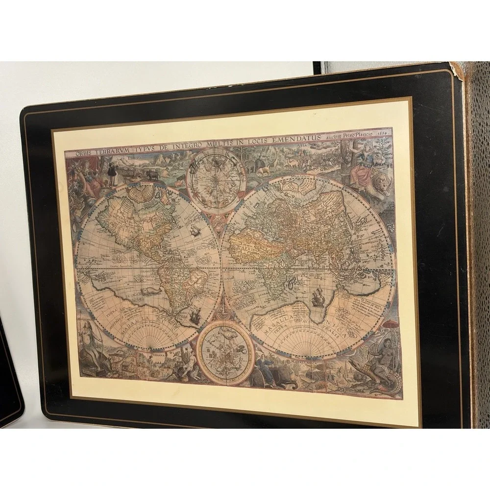 Set of 3 Vintage Pimpernel Old World Map Placemats Cork Back Place Mats/*READ* - Picture 3 of 16
